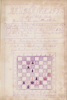 Die Brüderschaft : Schachlischer Wochenblatt. Jg. 1, 1885, No 13