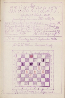 Die Brüderschaft : Schachlischer Wochenblatt. Jg. 1, 1885, No 14