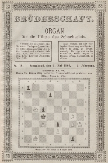 Die Brüderschaft : Organ für die Pflege des Schachspiels. Jg. 2, 1886, No 18