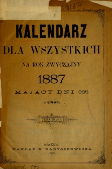 Kalendarz Dla Wszystkich na rok 1887