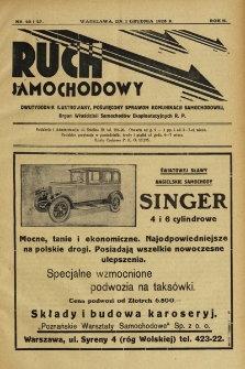 Ruch Samochodowy : Dwutygodnik ilustrowany, poświęcony sprawom komunikacji samochodowej, organ Związku Właścicieli Dorożek Samochodowych i Autobusowych R.P.. 1928, nr 22-23