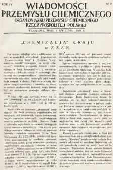 Wiadomości Przemysłu Chemicznego : organ Związku Przemysłu Chemicznego Rzeczypospolitej Polskiej. R. 4, 1929, nr 7