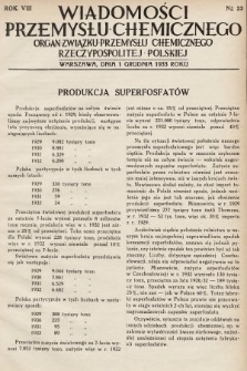 Wiadomości Przemysłu Chemicznego : organ Związku Przemysłu Chemicznego Rzeczypospolitej Polskiej. R. 8, 1933, nr 23