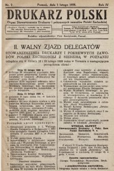Drukarz Polski : organ Stowarzyszenia Drukarzy i Pokrewnych Zawodów Polski Zachodniej. 1928, nr 2
