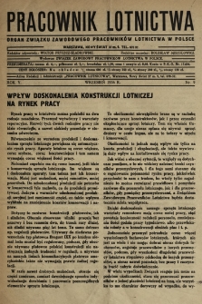Pracownik Lotnictwa : organ Związku Zawodowego Pracowników Lotnictwa w Polsce. 1936, nr 9