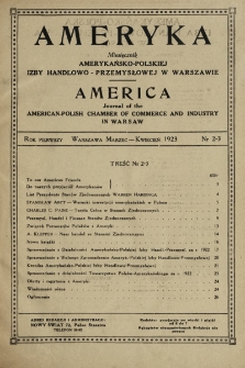 Ameryka : miesięcznik Amerykańsko-Polskiej Izby Handlowo-Przemysłowej w Warszawie. 1923, nr 2-3