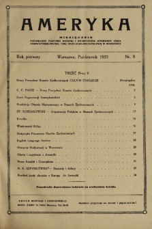 Ameryka : miesięcznik poświęcony poznaniu Ameryki i Amerykanów wydawany przez Amerykańsko-Polską Izbę Handlowo-Przemysłową w Warszawie. 1923, nr 9