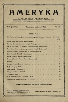 Ameryka : miesięcznik ilustrowany poświęcony poznaniu Ameryki i Amerykanów wydawany przez Amerykańsko-Polską Izbę Handlowo-Przemysłową w Warszawie. 1923, nr 10
