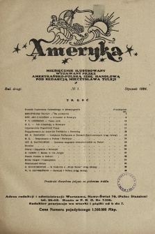 Ameryka : miesięcznik ilustrowany wydawany przez Amerykańsko-Polską Izbę Handlow pod redakcją Mieczysława Tulejią. 1924, nr 1