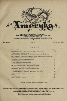 Ameryka : miesięcznik ilustrowany pod redakcją Mieczysława Tuleji wydawany przez Amerykańsko-Polską Izbę Handlową. 1924, nr 4