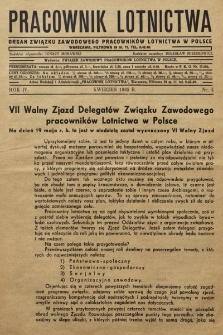 Pracownik Lotnictwa : organ Związku Zawodowego Pracowników Lotnictwa w Polsce. 1935, nr 4