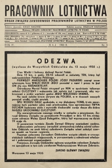 Pracownik Lotnictwa : organ Związku Zawodowego Pracowników Lotnictwa w Polsce. 1935, nr 5