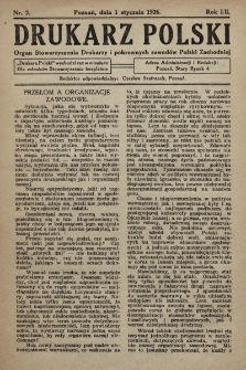 Drukarz Polski : organ Stowarzyszenia Drukarzy i pokrewnych zawodów Polski Zachodniej. 1926, nr 2