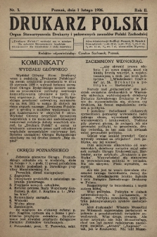 Drukarz Polski : organ Stowarzyszenia Drukarzy i pokrewnych zawodów Polski Zachodniej. 1926, nr 3