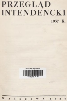 Przegląd Intendencki : kwartalnk wydawany przez Departament Intendentury Ministerstwa Spraw Wojskowych. 1937, Działowy skorowidz artykułów
