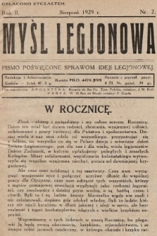 Myśl Legjonowa : pismo poświęcone sprawom ideji legjonowej. 1929, nr 2