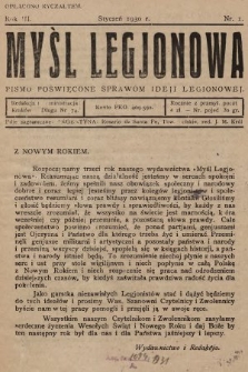 Myśl Legjonowa : pismo poświęcone sprawom ideji legjonowej. 1930, nr 1