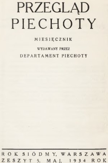 Przegląd Piechoty : miesięcznik wydawany przez Departament Piechoty. 1934, nr 5