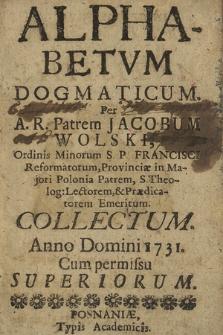 Alphabetvm Dogmaticum