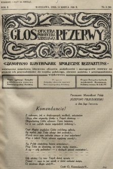 Głos Oficera, Podoficera, Szeregowca Rezerwy : czasopismo ilustrowane, społeczne, bezpartyjne poświęcone zespoleniu ideowemu oficerów, podoficerów i szeregowców rezerwy na gruncie ich przynależności do Wojska Polskiego i przysposobieniu wojskowemu : organ Związku Oficerów Rezerwy RP. 1926, nr 8