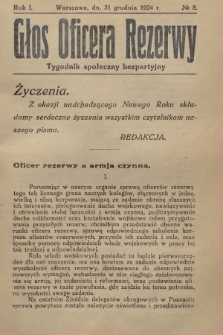 Głos Oficera Rezerwy : tygodnik społeczny bezpartyjny. 1924, № 8