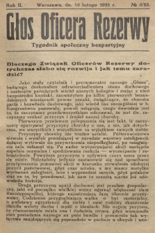 Głos Oficera Rezerwy : tygodnik społeczny bezpartyjny. 1924, nr 5/13