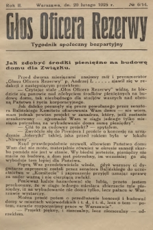 Głos Oficera Rezerwy : tygodnik społeczny bezpartyjny. 1924, nr 6/14
