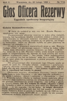 Głos Oficera Rezerwy : tygodnik społeczny bezpartyjny. 1924, nr 7/15