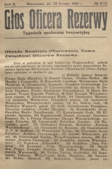 Głos Oficera Rezerwy : tygodnik społeczny bezpartyjny. 1924, nr 8/16