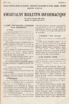 Kwartalny Biuletyn Informacyjny : za trzeci kwartał 1931 roku