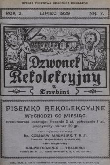 Dzwonek Rekolekcyjny z Trzebini : pisemko rekolekcyjne. 1929, nr 7