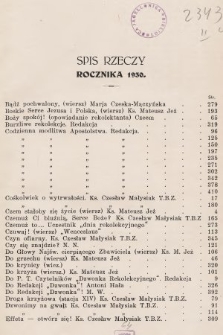 Dzwonek Rekolekcyjny z Trzebini : pisemko rekolekcyjne. 1930, Spis rzeczy