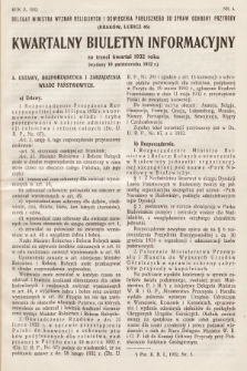 Kwartalny Biuletyn Informacyjny : za trzeci kwartał 1932 roku. R.2, 1932, nr 4