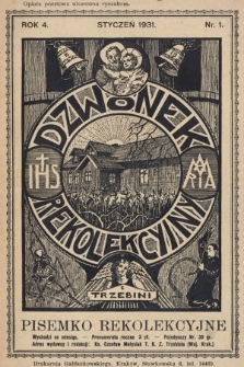 Dzwonek Rekolekcyjny z Trzebini : pisemko rekolekcyjne. 1931, nr 1
