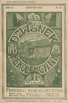 Dzwonek Rekolekcyjny z Trzebini : pisemko rekolekcyjne. 1931, nr 8