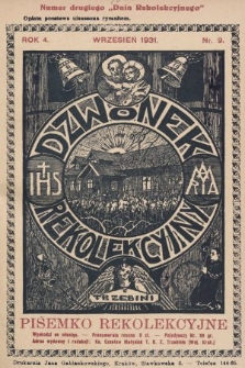 Dzwonek Rekolekcyjny z Trzebini : pisemko rekolekcyjne. 1931, nr 9