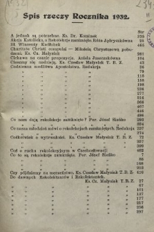 Dzwonek Rekolekcyjny z Trzebini : pisemko rekolekcyjne. 1932, Spis rzeczy