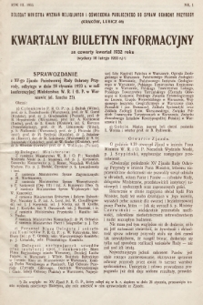 Kwartalny Biuletyn Informacyjny : za czwarty kwartał 1932 roku. R.3, 1933, nr 1