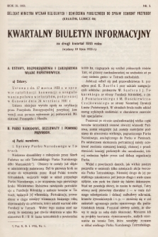 Kwartalny Biuletyn Informacyjny : za drugi kwartał 1933 roku. R.3, 1933, nr 3