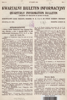 Kwartalny Biuletyn Informacyjny = Quarterly Information Bulletin. R.4, 1934, kwartał czwarty 1933, nr 1