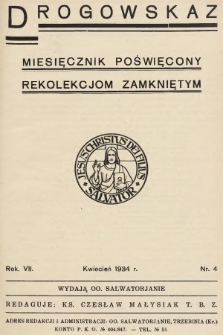 Drogowskaz : miesięcznik poświęcony rekolekcjom zamkniętym. 1934, nr 4