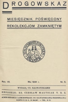 Drogowskaz : miesięcznik poświęcony rekolekcjom zamkniętym. 1934, nr 5