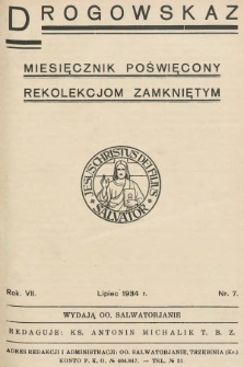 Drogowskaz : miesięcznik poświęcony rekolekcjom zamkniętym. 1934, nr 7