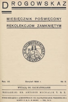 Drogowskaz : miesięcznik poświęcony rekolekcjom zamkniętym. 1934, nr 8