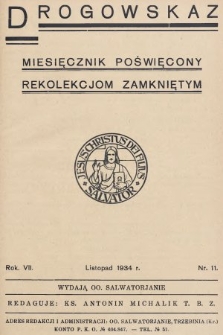 Drogowskaz : miesięcznik poświęcony rekolekcjom zamkniętym. 1934, nr 11