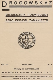 Drogowskaz : miesięcznik poświęcony rekolekcjom zamkniętym. 1935, nr 8