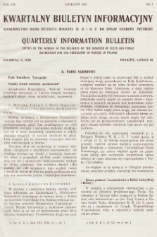 Kwartalny Biuletyn Informacyjny = Quarterly Information Bulletin. R.8, 1938, kwartał drugi 1938, nr 2