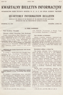 Kwartalny Biuletyn Informacyjny = Quarterly Information Bulletin. R.8, 1938, kwartał trzeci 1938, nr 3