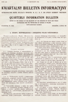 Kwartalny Biuletyn Informacyjny = Quarterly Information Bulletin. R.8, 1938, kwartał czwarty 1938, nr 4 a (numer dodatkowy)