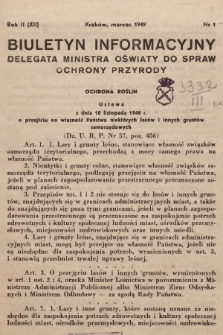 Biuletyn Informacyjny Delegata Ministra Oświaty do Spraw Ochrony Przyrody. 1949, nr 1